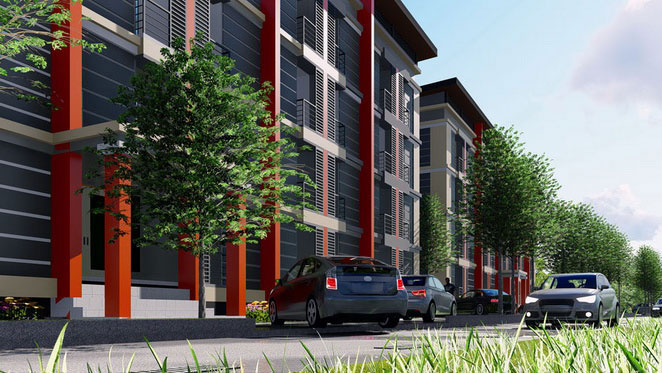 อพาร์ทเม้นท์ 4 ชั้นจำนวน2 อาคาร 150 ห้อง